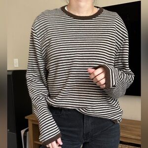 Striped Brown and White Long Sleeve Top